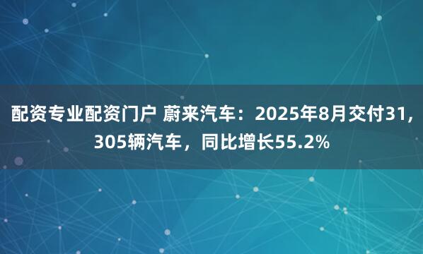 配资专业配资门户 蔚来汽车：2025年8月交付31,305辆汽车，同比增长55.2%
