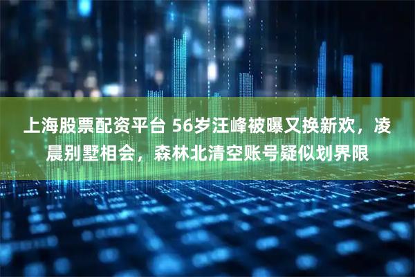 上海股票配资平台 56岁汪峰被曝又换新欢，凌晨别墅相会，森林北清空账号疑似划界限